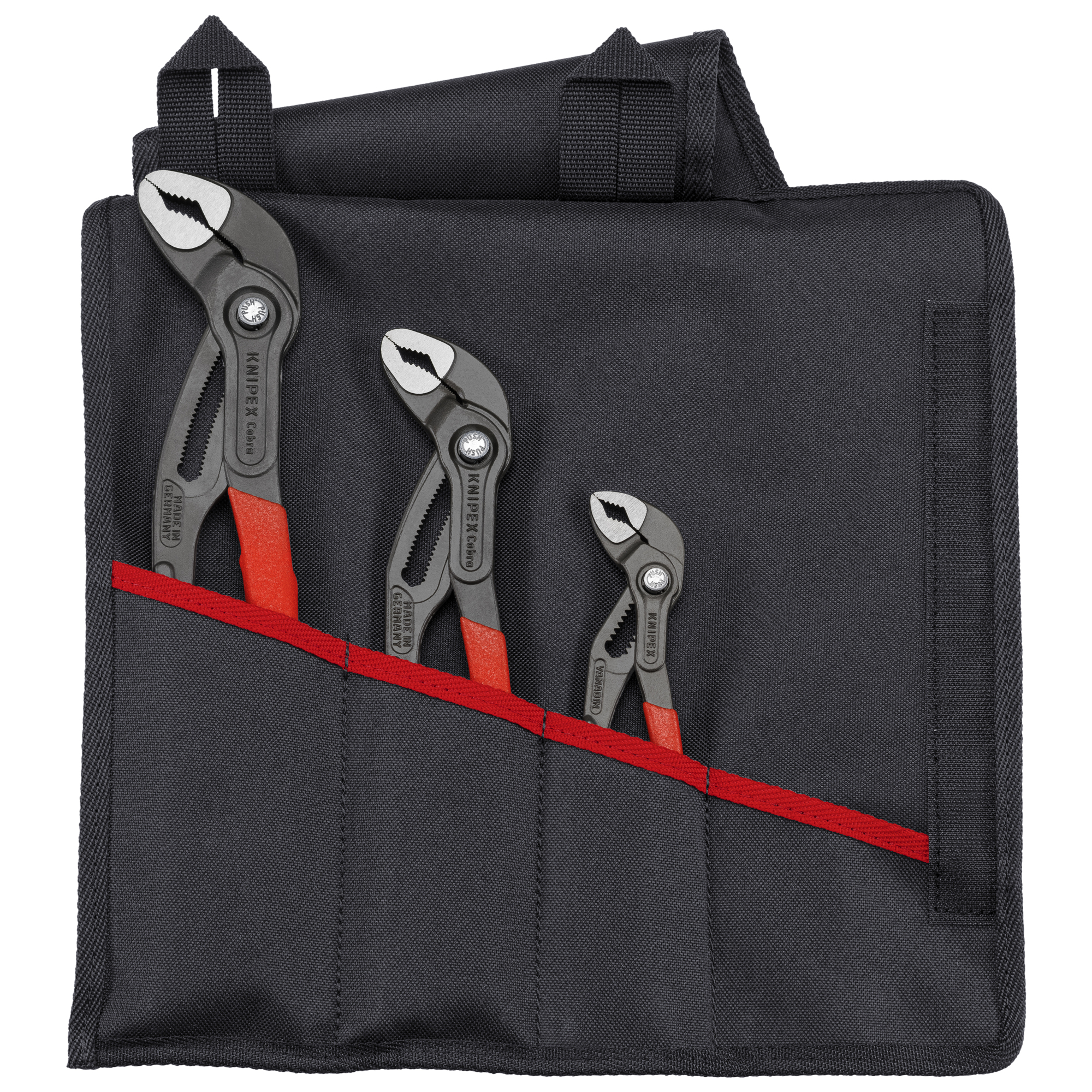 KNIPEX Cobra Water Pump Pliers Set in Tool Roll - 3 Pcs, 6in., 10in., 12in., Steel, Model# 00 19 55 S9